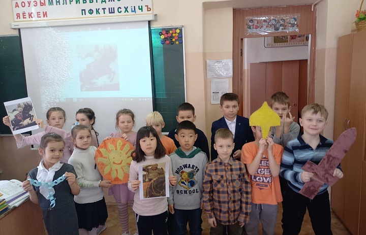 Литературный час, посвящённый Дню былинного богатыря Ильи Муромца прошёл в 1 "Б" классе.